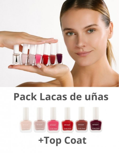 Pack de Lacas de uñas 6 Colores + Top coat de Regalo